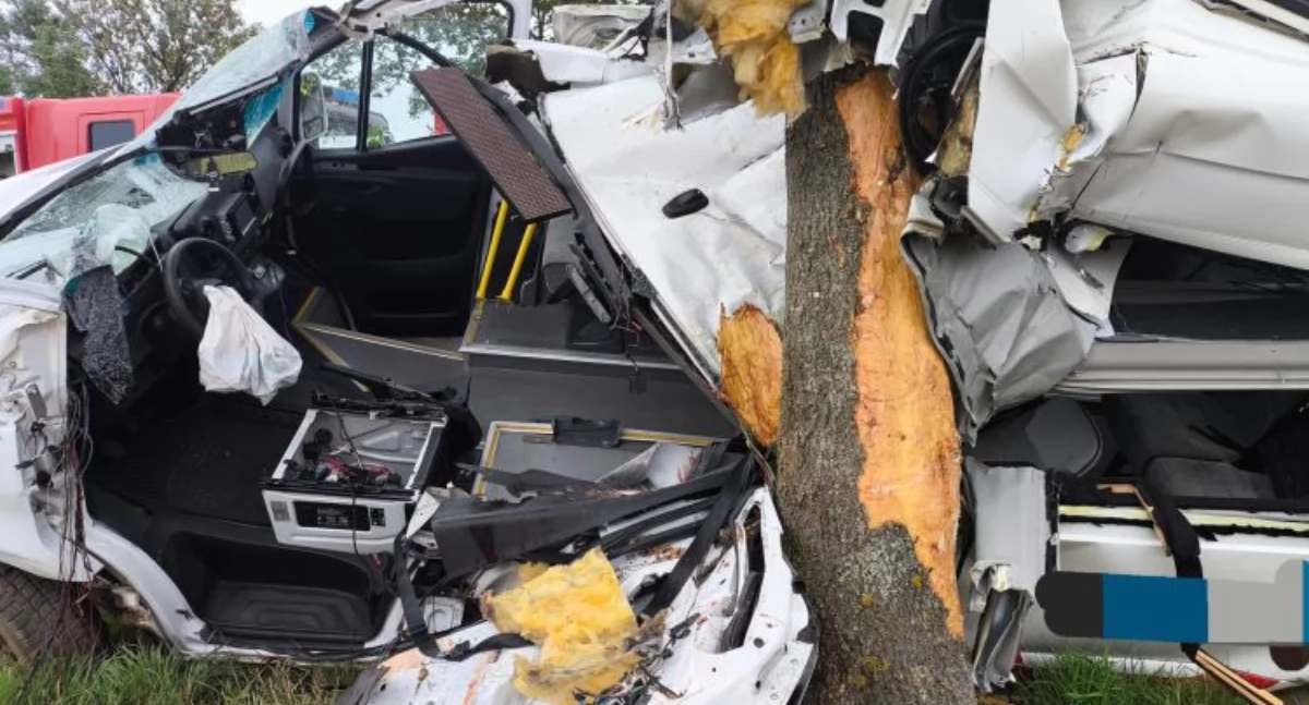 Wypadki drogowe, Tragiczny wypadek Wrocławiem pracowniczy uderzył drzewo osoby żyją - zdjęcie, fotografia