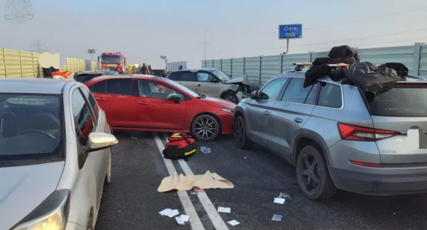 Wypadek na wschodniej obwodnicy Wrocławia / fot. kpt. Sylwester Rychter