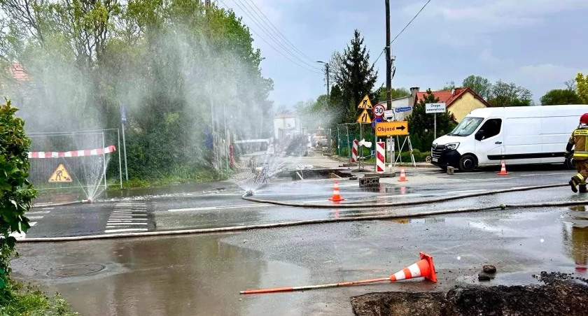 Uszkodzenie gazociągu w gminie Żórawina / fot. OSP Żórawina