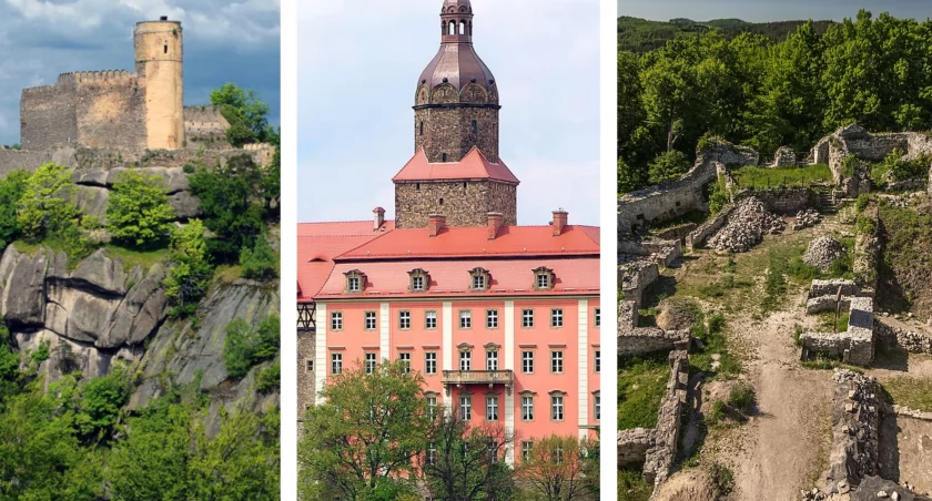 Zamek Chojnik, Książ oraz ruiny zamku Wleń na Dolnym Śląsku | fot. Wikipedia
