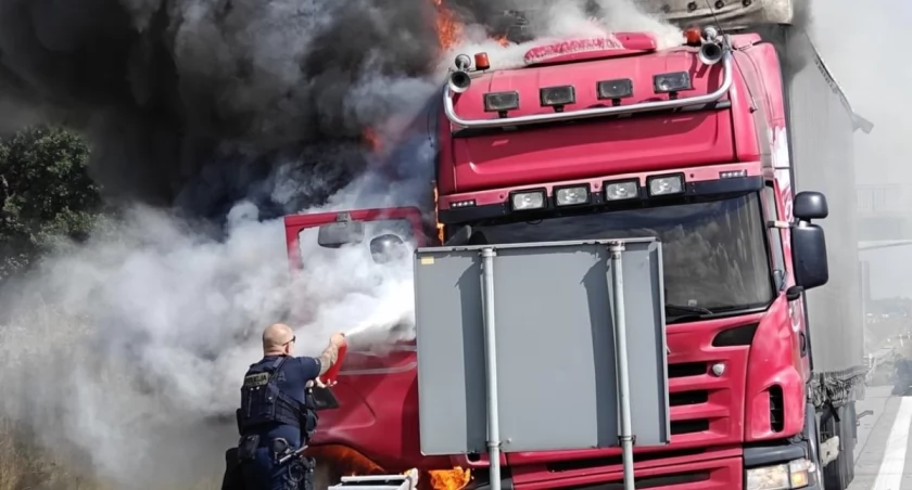 Pożar ciężarówki na A4 / fot. KWP Wrocław
