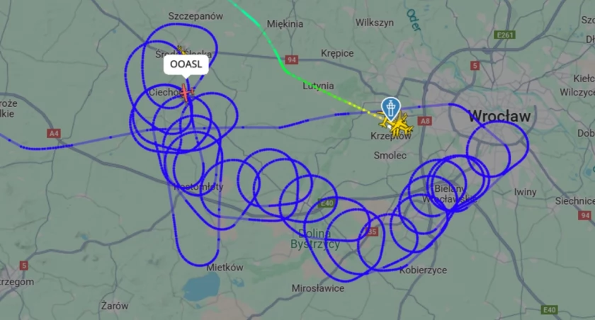 Belgijski samolot odpowiada za transmisję wyścigu Tour de Pologne / fot. flightradar24