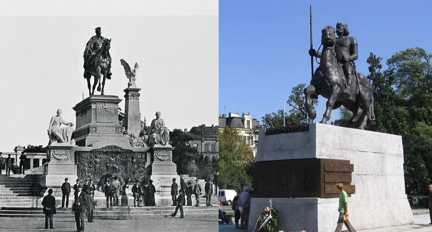  W 1945 roku Polacy zburzyli pomnik cesarza Wilhelma I, a ponad 50 lat później w tym samym miejscu stanął Bolesław Chrobry.
