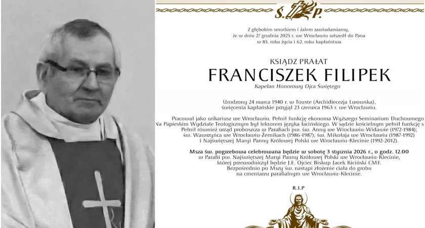Ks. Franciszek Filipek miał 85 lat