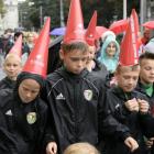 Piłkarze Akademii Śląska podczas Korowodu Nadziei.  Autor: Paweł Prochowski
