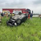 Korek na autostradzie A4 po dachowaniu. Są ranni  Autor: OSP Wądroże Wielkie
