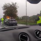 Wypadek trzech aut na ul. Kosmonautów we Wrocławiu  Autor: Pomoc drogowa AUTO-HARD