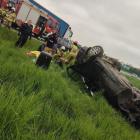 Korek na autostradzie A4 po dachowaniu. Są ranni  Autor: OSP Wądroże Wielkie