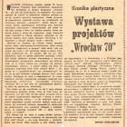 Antoni Dzieduszycki, Wystawa projektów – Wrocław 70, „Magazyn Tygodnika Gazety...