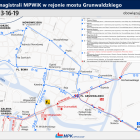 Mapa objazdów w rejonie mostu Grnwaldzkiego