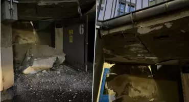 Runął fragment tarasu przy wejściu do garażu. W bloku na Kozanowie mogło dojść do tragedii 
