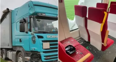 Pociąg zderzył się z ciężarówką pod Wrocławiem. Pasażer został ranny