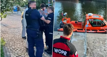 Pijani Hiszpanie w Odrze w centrum Wrocławia. Służby postawione na równe nogi